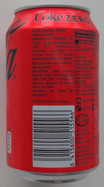 Coca-Cola Zero Sugar 330 ml, ingredients of pack