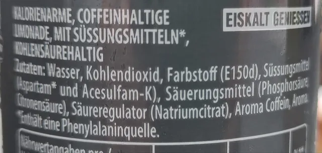 Pepsi Zero Sugar 330 ml, ingredients of pack
