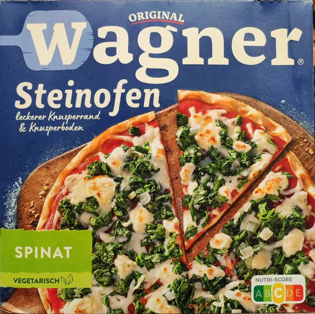 Original Wagner Steinofen Pizza Spinat 360 g, front of pack