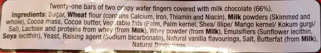 KitKat 2 Finger 21 × 20.7 g, ingredients of pack