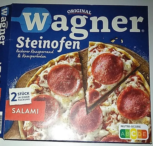 Original Wagner Steinofen Pizza Salami 2 × 320 g, front of pack