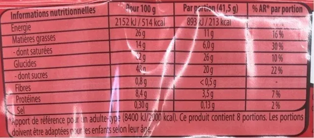 KitKat White 8 × 41.5 g, nutrition of pack
