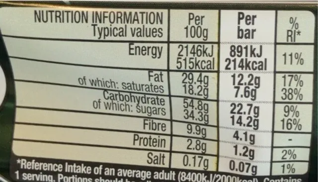 KitKat 4 Finger Vegan 41.5 g, nutrition of pack