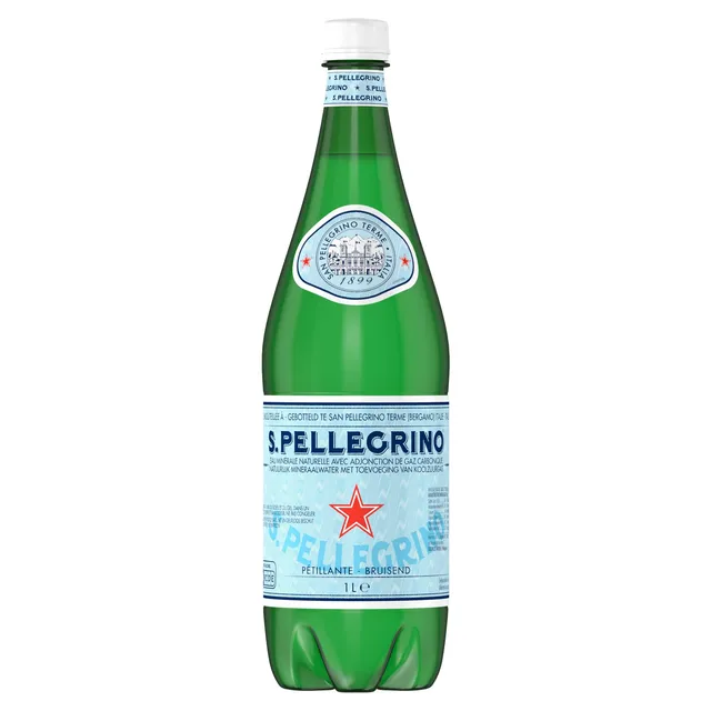 S.Pellegrino Sparkling Natural Mineral Water 1 L PET bottle, front of pack