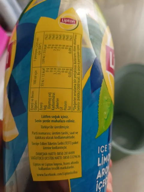 Lipton Ice Tea Lemon 1.5 L, nutrition of pack