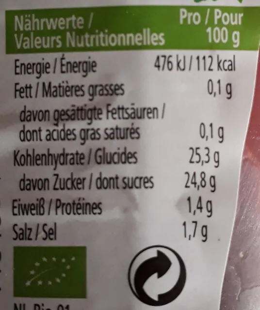 Heinz Tomato Ketchup Bio 400 ml, nutrition of pack