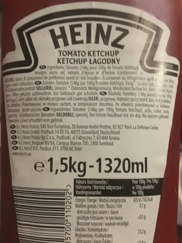 Heinz Tomato Ketchup Original Heinz Tomato Ketchup 1.5 kg
