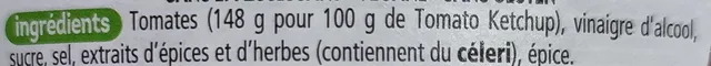 Heinz Tomato Ketchup 650 g, ingredients of pack