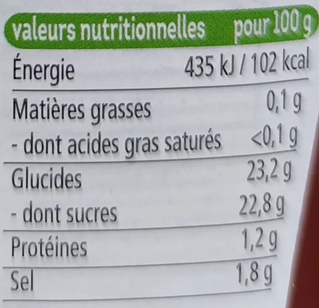 Heinz Tomato Ketchup 650 g, nutrition of pack