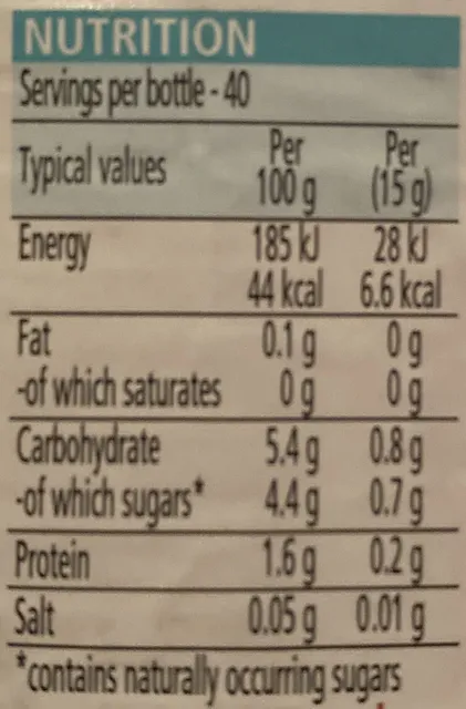 Heinz Tomato Ketchup No Added Sugar & Salt 570 ml, nutrition of pack