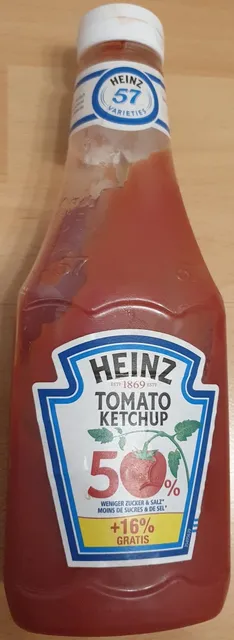 Heinz Tomato Ketchup 50% Less Sugar & Salt 875 ml, front of pack