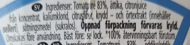 Heinz Tomato Ketchup Zero No Added Sugar & Salt 425 g, ingredients of pack