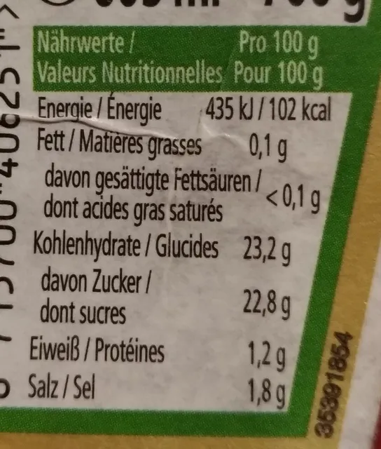 Heinz Tomato Ketchup 605 ml, nutrition of pack