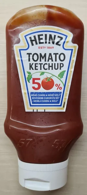 Heinz Tomato Ketchup 50% Less Sugar & Salt 500 ml, front of pack