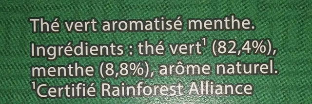 Lipton Tchaé Thé Vert Menthe 40 g, ingredients of pack