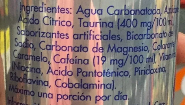 Red Bull Energy Drink 473 ml can, ingredients of pack