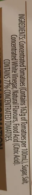 Heinz Tomato Ketchup 1 l, ingredients of pack