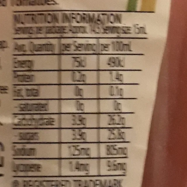 Heinz Tomato Ketchup Mini Taster 220 ml, nutrition of pack