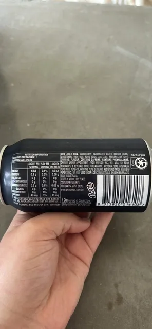Pepsi Max 375 ml, ingredients of pack